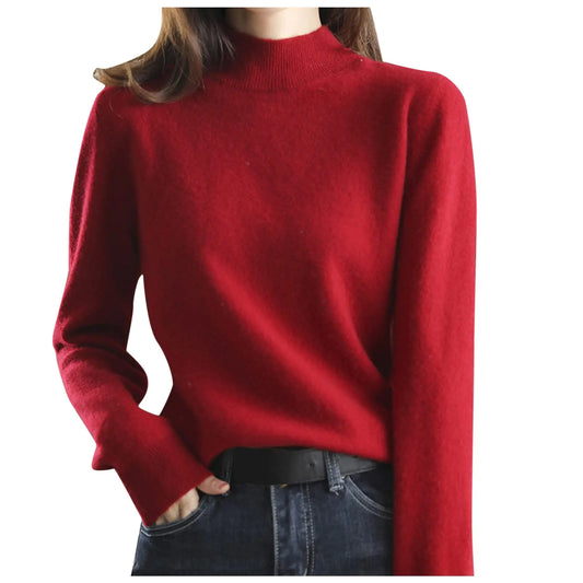 Turtleneck Merino Wool Sweater – Oversized Cream Knit for Women